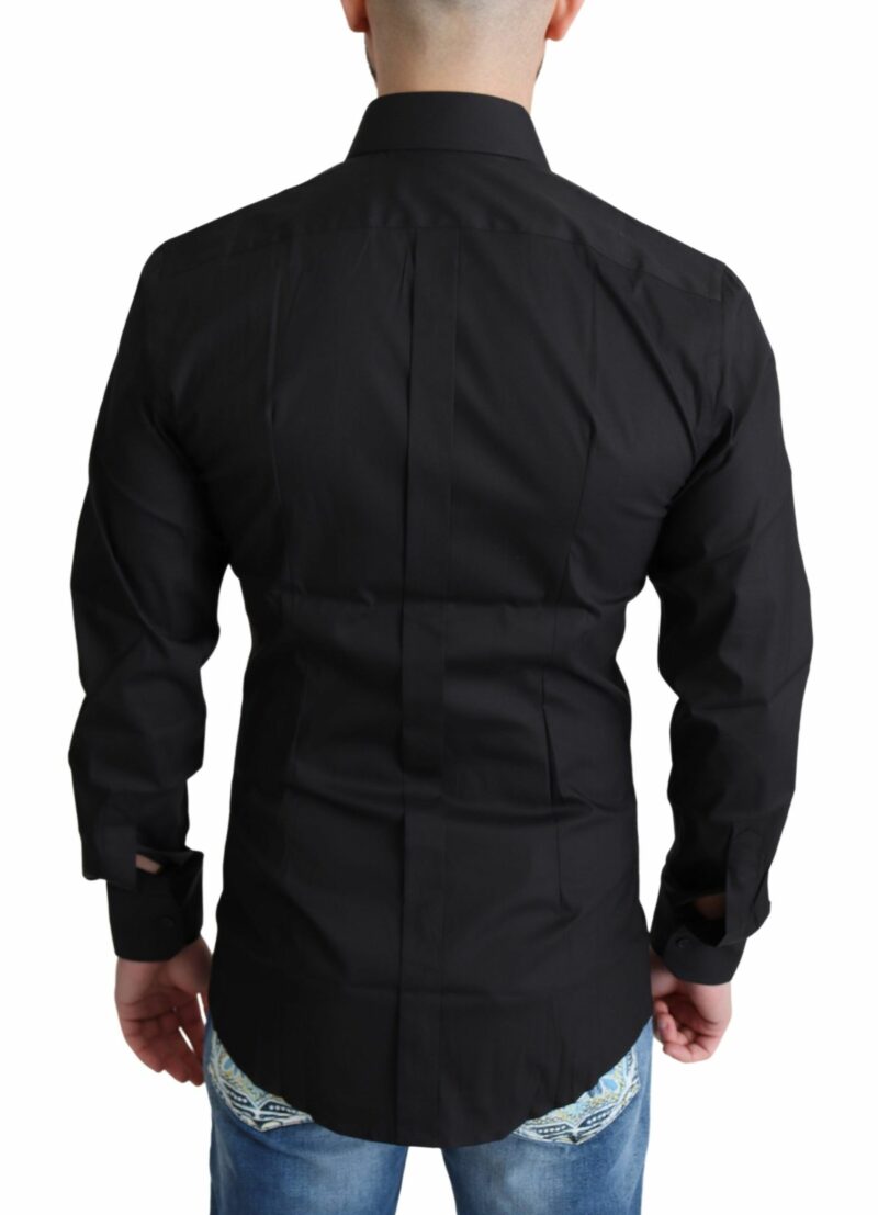 Dolce & Gabbana Elegant Black Gold Slim Fit Dress Shirt - Image 3