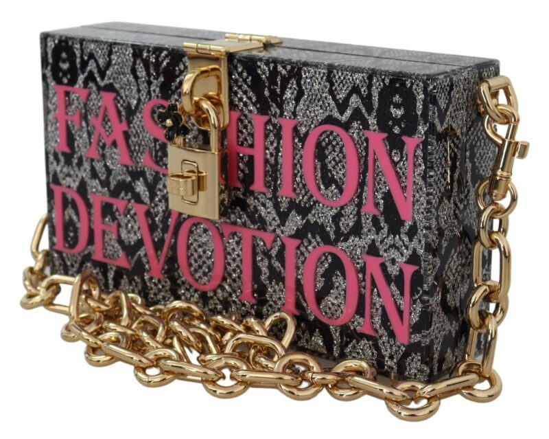 Dolce & Gabbana Gray Resin Dolce Box Clutch with Gold Details - Image 2