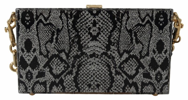 Dolce & Gabbana Gray Resin Dolce Box Clutch with Gold Details - Image 3