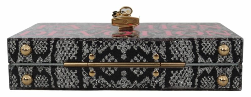 Dolce & Gabbana Gray Resin Dolce Box Clutch with Gold Details - Image 4