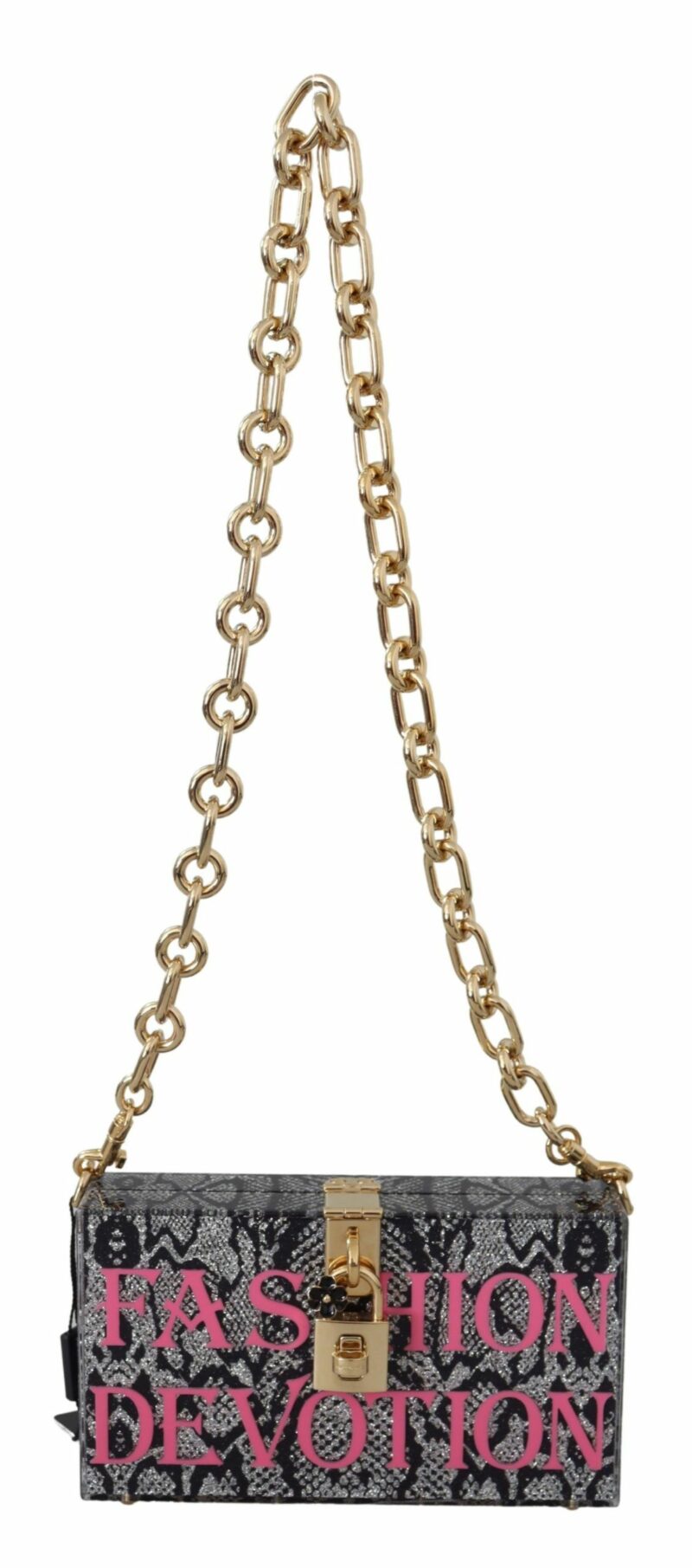 Dolce & Gabbana Gray Resin Dolce Box Clutch with Gold Details - Image 5