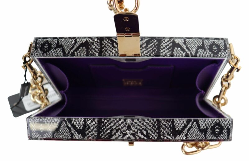 Dolce & Gabbana Gray Resin Dolce Box Clutch with Gold Details - Image 6