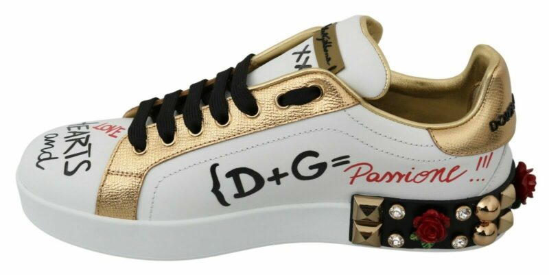 Dolce & Gabbana Elegant Sequined Floral Leather Sneakers - Image 3