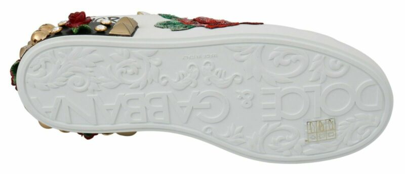 Dolce & Gabbana Elegant Sequined Floral Leather Sneakers - Image 4