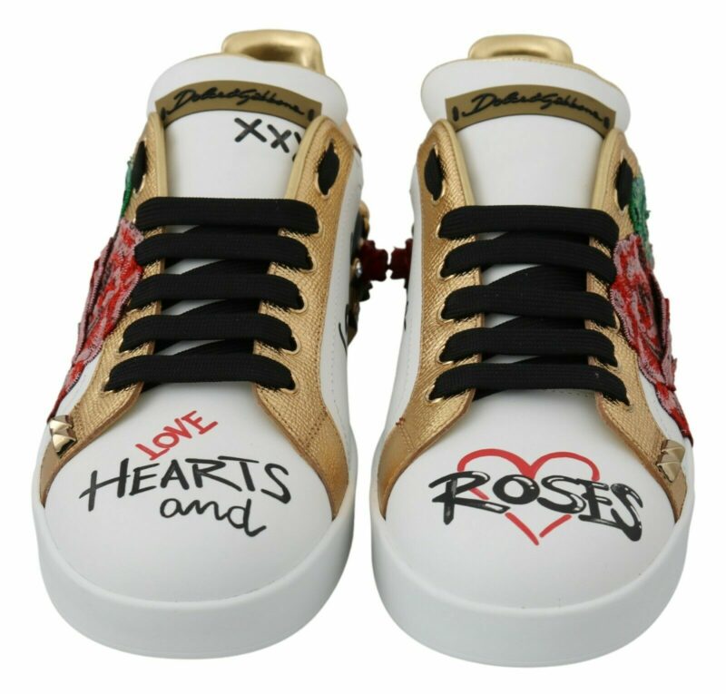 Dolce & Gabbana Elegant Sequined Floral Leather Sneakers - Image 6