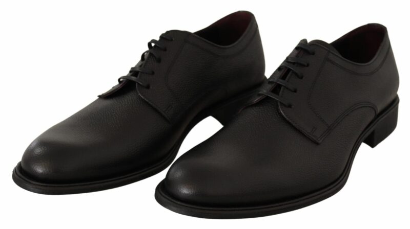 Dolce & Gabbana Elegant Black Leather Derby Dress Shoes - Image 4