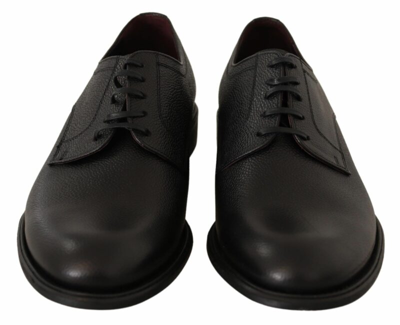 Dolce & Gabbana Elegant Black Leather Derby Dress Shoes - Image 5