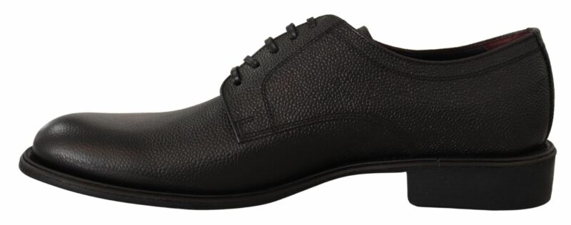 Dolce & Gabbana Elegant Black Leather Derby Dress Shoes - Image 6