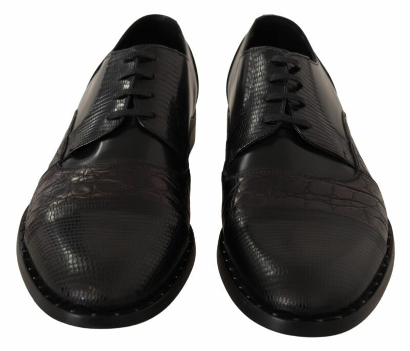 Dolce & Gabbana Elegant Black Derby Oxford Wingtips - Image 3