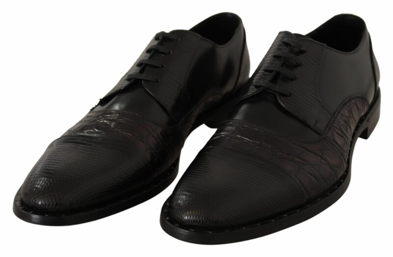 Dolce & Gabbana Elegant Black Derby Oxford Wingtips - Image 4