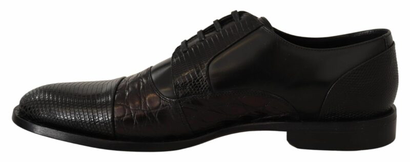 Dolce & Gabbana Elegant Black Derby Oxford Wingtips - Image 6