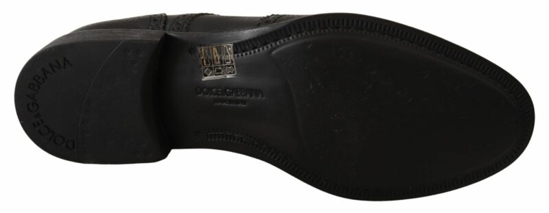 Dolce & Gabbana Elegant Black Leather Derby Wingtip Shoes - Image 5