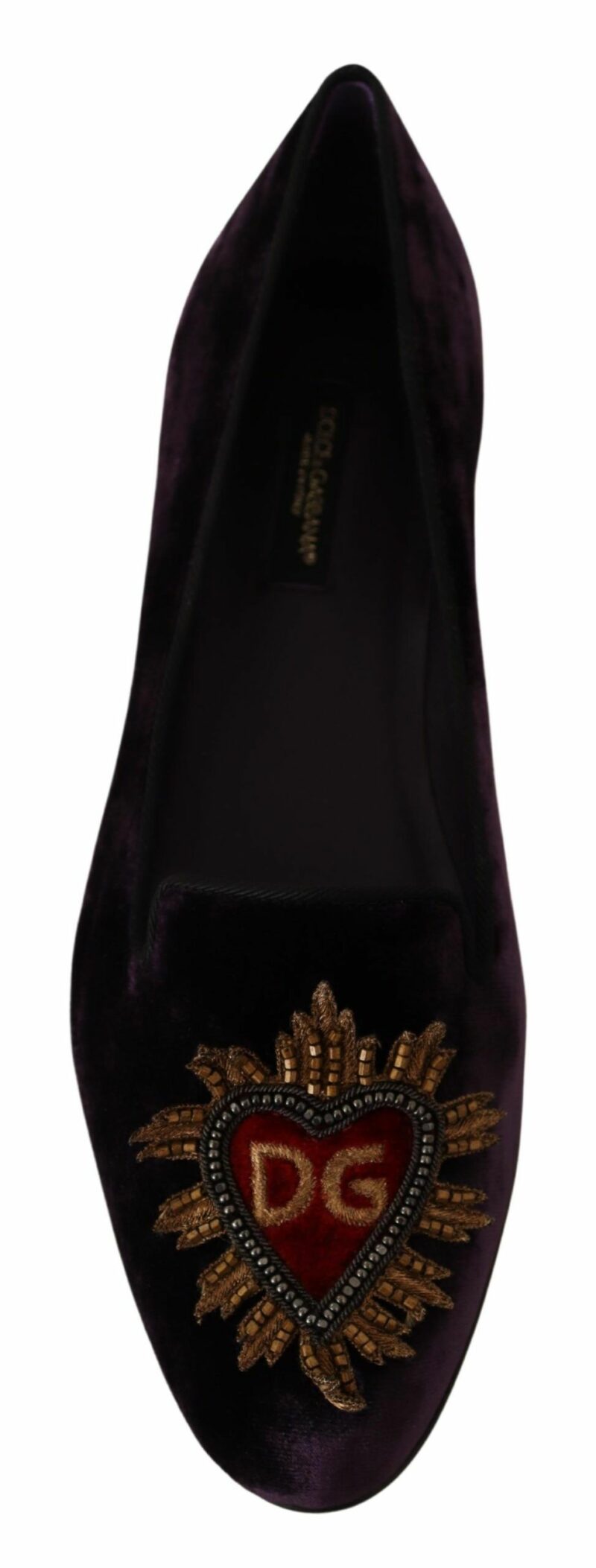 Dolce & Gabbana Chic Purple Velvet Loafers with Heart Detail - Image 6