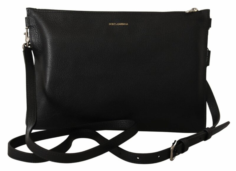 Dolce & Gabbana Elegant Black Leather Sling Shoulder Bag - Image 3