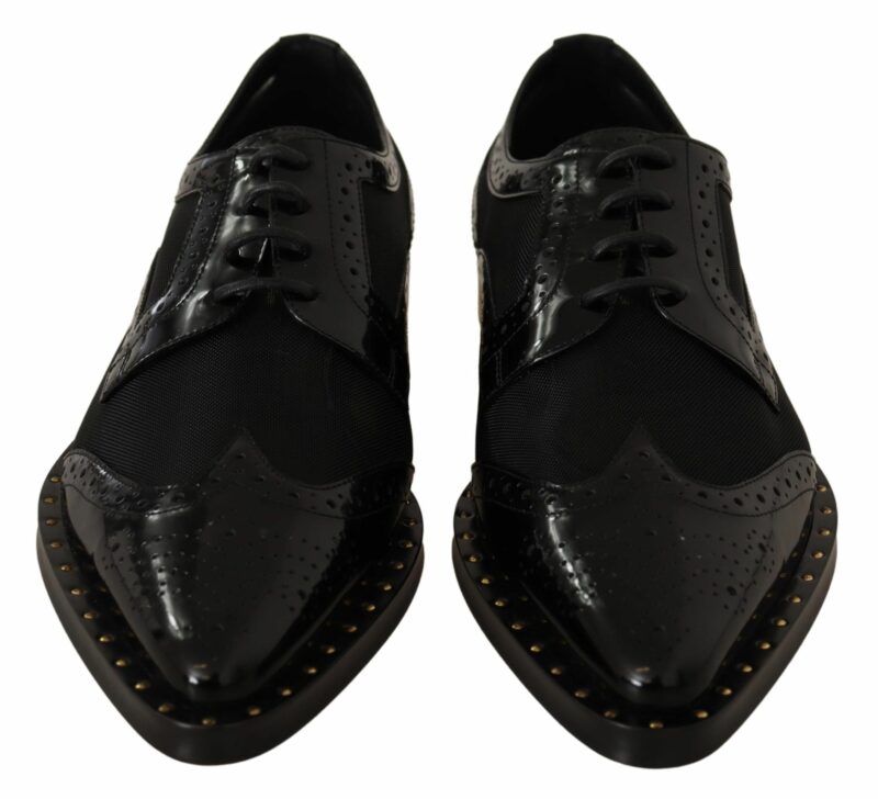 Dolce & Gabbana Elegant Gold-Trimmed Black Oxford Lace-Ups - Image 7