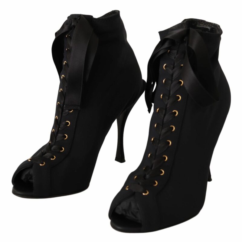 Dolce & Gabbana Elegant Ankle Open Toe Heel Boots - Image 5