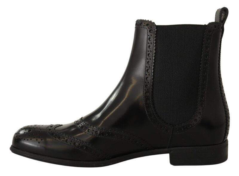 Dolce & Gabbana Elegant Black Ankle Wingtip Oxford Boots - Image 7