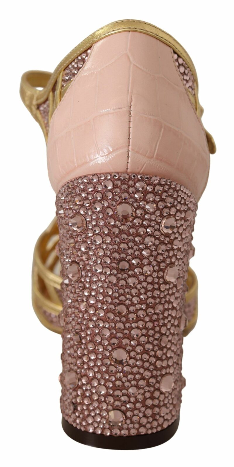 Dolce & Gabbana Silk-Infused Leather Crystal Pumps in Pink Gold - Image 6