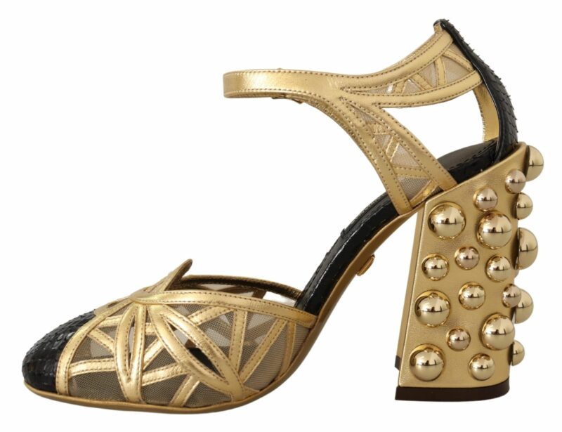 Dolce & Gabbana Elegant Crystal Studded Leather Pumps - Image 4