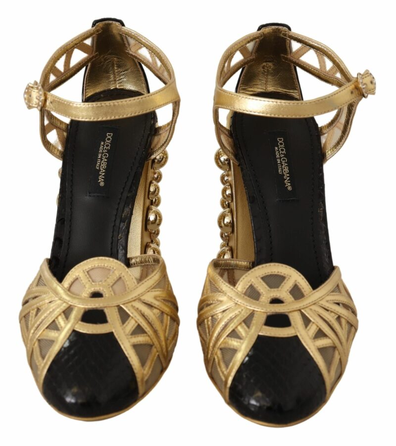 Dolce & Gabbana Elegant Crystal Studded Leather Pumps - Image 7