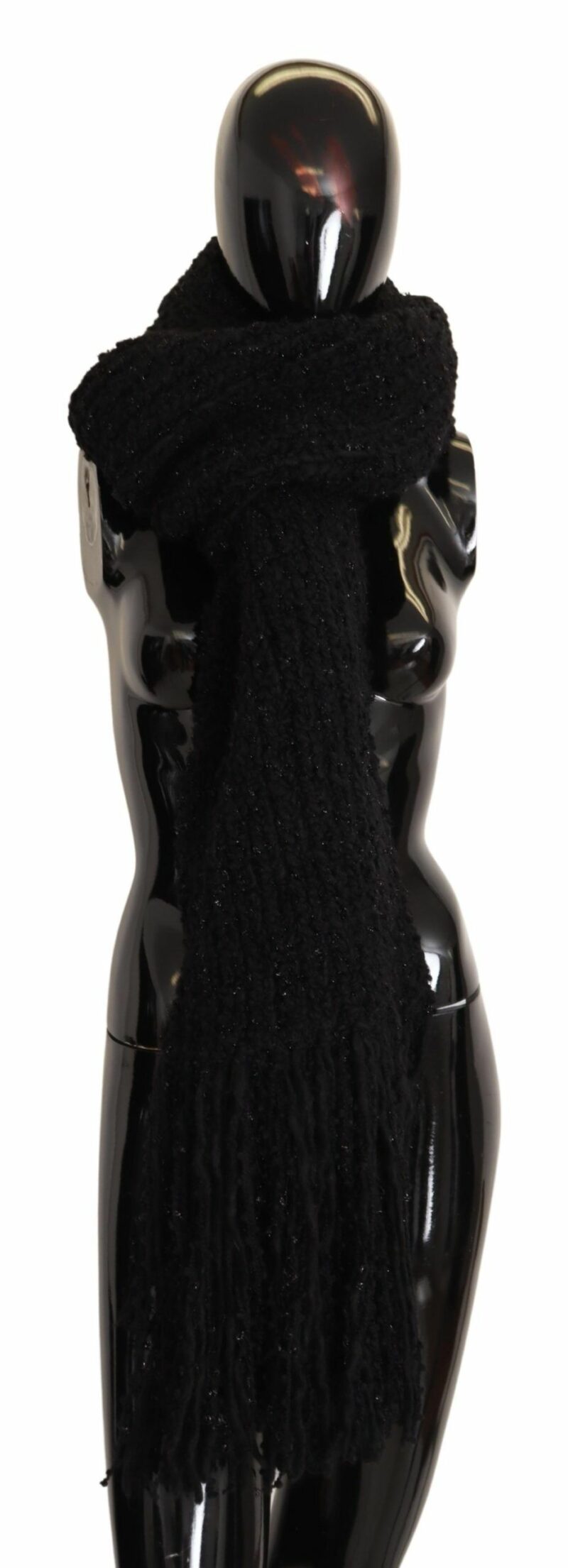 Dolce & Gabbana Elegant Black Wool-Blend Designer Scarf - Image 2
