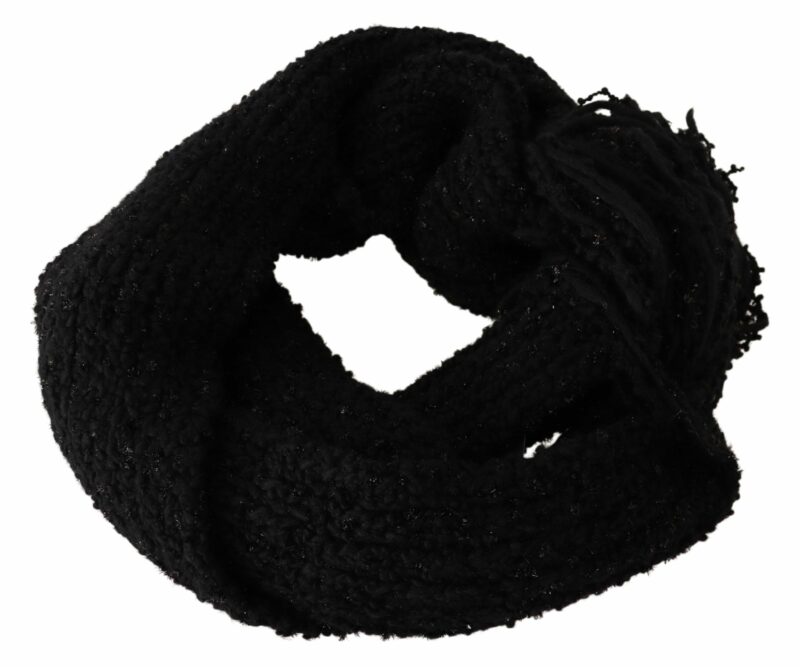 Dolce & Gabbana Elegant Black Wool-Blend Designer Scarf - Image 3