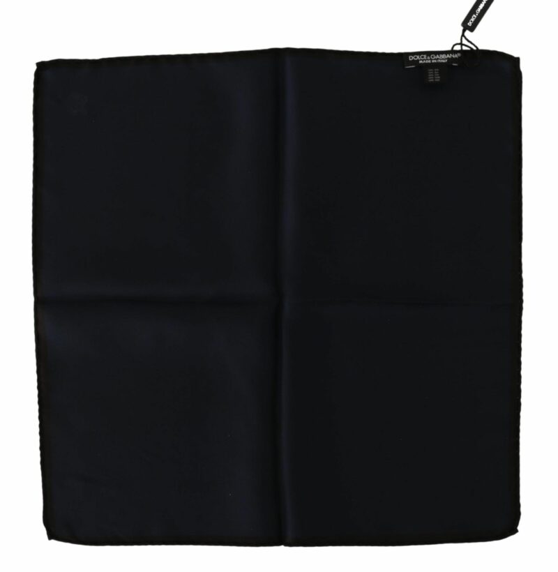 Dolce & Gabbana Elegant Silk Black Pocket Square Handkerchief - Image 2