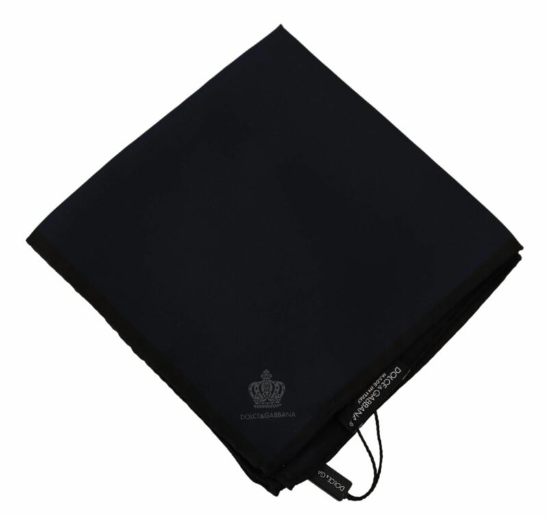Dolce & Gabbana Elegant Silk Black Pocket Square Handkerchief - Image 3