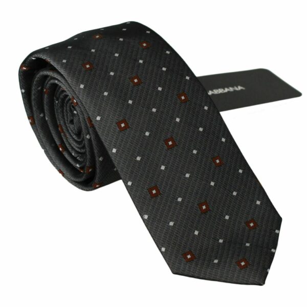Dolce & Gabbana Elegant Gray Patterned Silk Blend Neck Tie