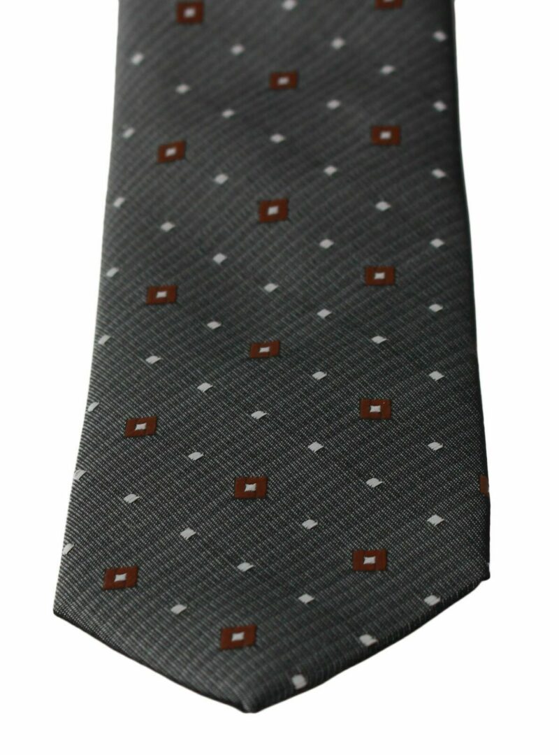 Dolce & Gabbana Elegant Gray Patterned Silk Blend Neck Tie - Image 2