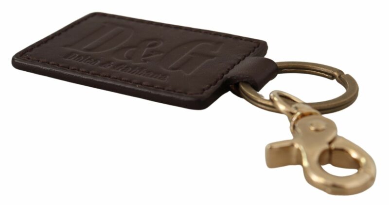 Dolce & Gabbana Elegant Unisex Leather Keyring with Gold Detail - Image 4