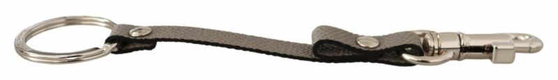 Dolce & Gabbana Elegant Gray Leather Keyring with Silver Accents - Image 3