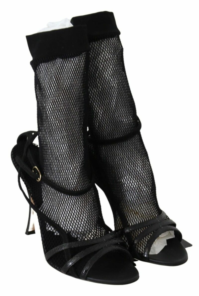 Dolce & Gabbana Chic Black Mesh Stiletto Sandals - Image 6