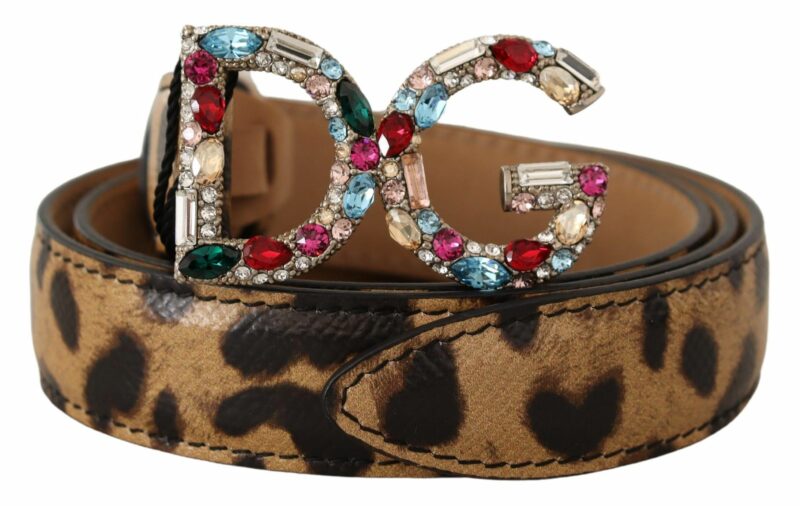 Dolce & Gabbana Elegant Crystal-Embellished Leopard Belt - Image 4