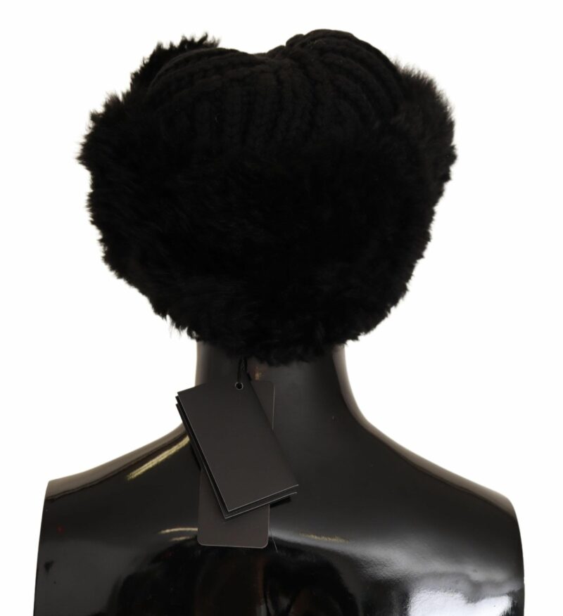Dolce & Gabbana Elegant Black Cashmere Alpaca Fur Beanie - Image 3
