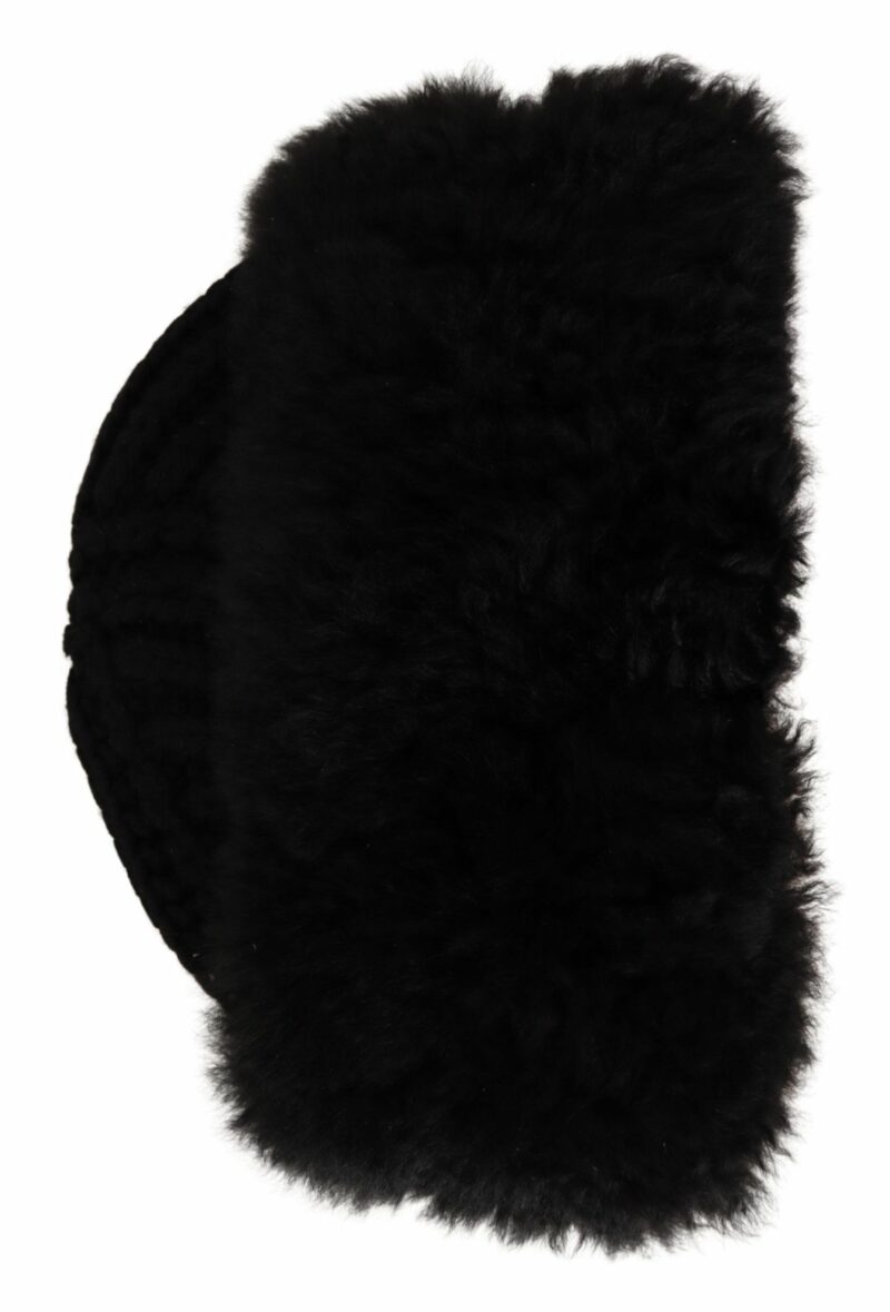 Dolce & Gabbana Elegant Black Cashmere Alpaca Fur Beanie - Image 5