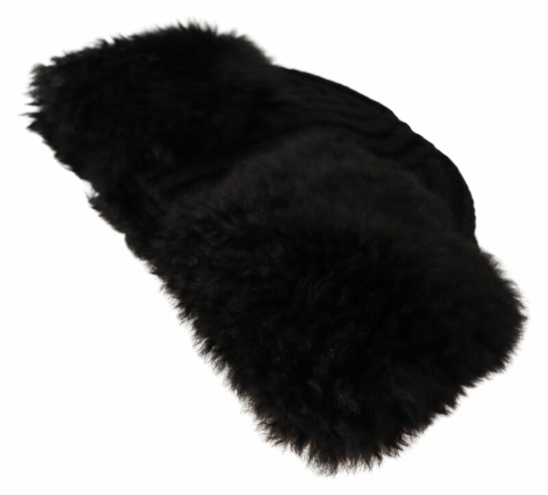 Dolce & Gabbana Elegant Black Cashmere Alpaca Fur Beanie - Image 6