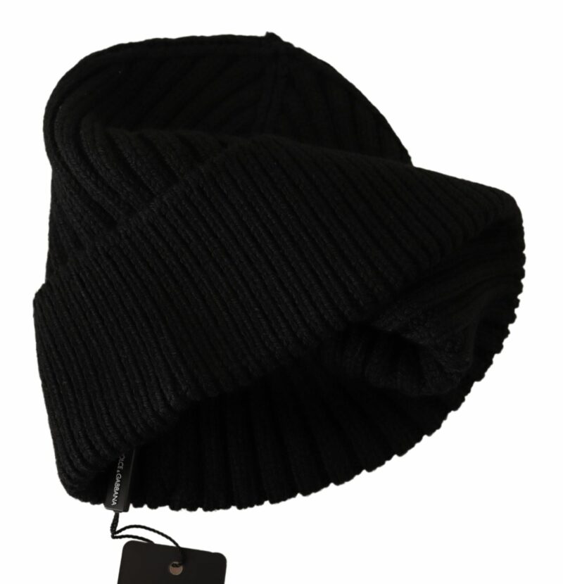 Dolce & Gabbana Elegant Cable Knit Wool Beanie with Fleece Liner - Image 4