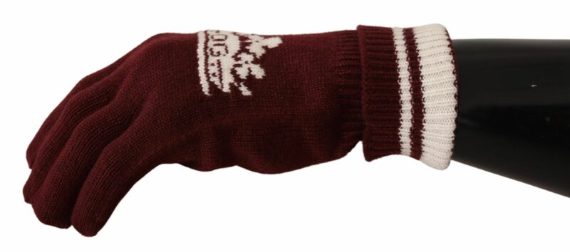 Dolce & Gabbana Elegant Red Cashmere Gloves with Crown Motif - Image 2