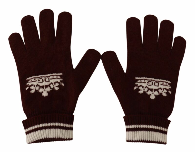 Dolce & Gabbana Elegant Red Cashmere Gloves with Crown Motif - Image 4