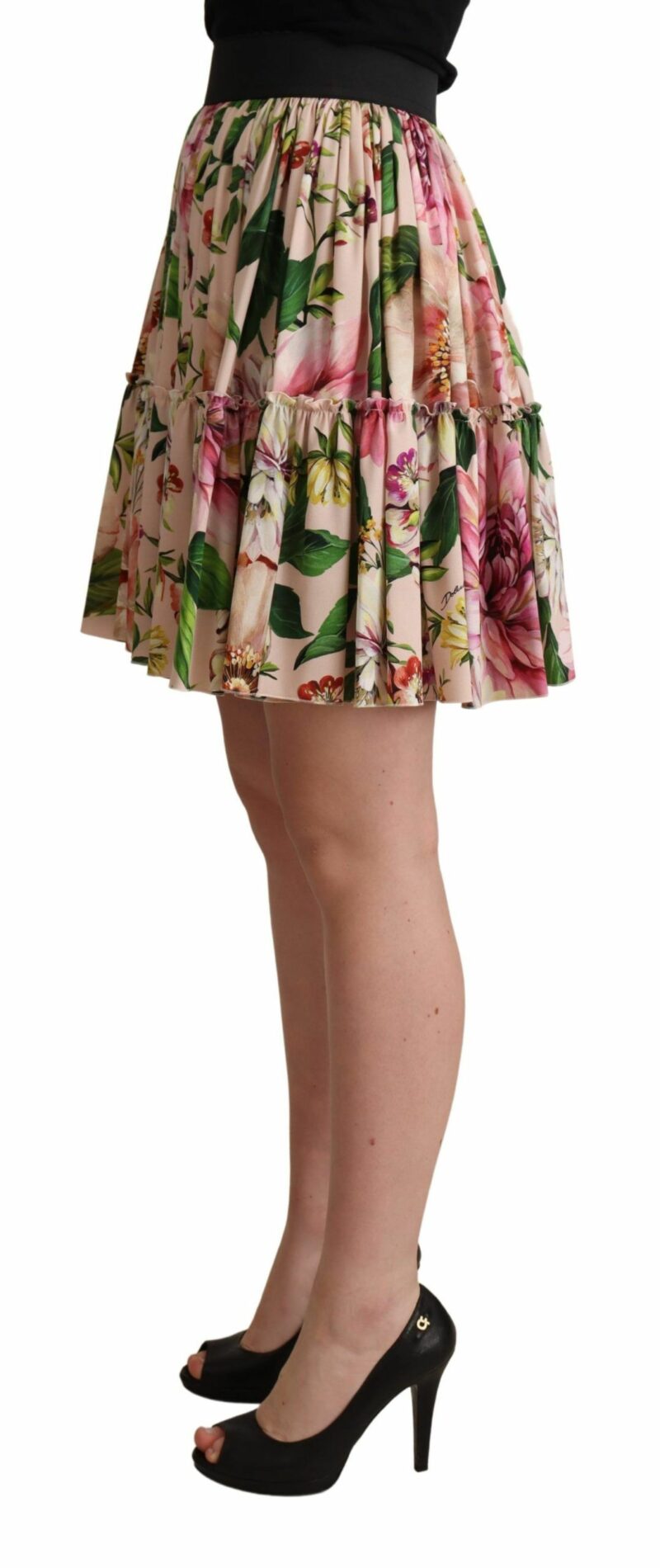Dolce & Gabbana Elegant Floral Silk High Waist Mini Skirt - Image 2