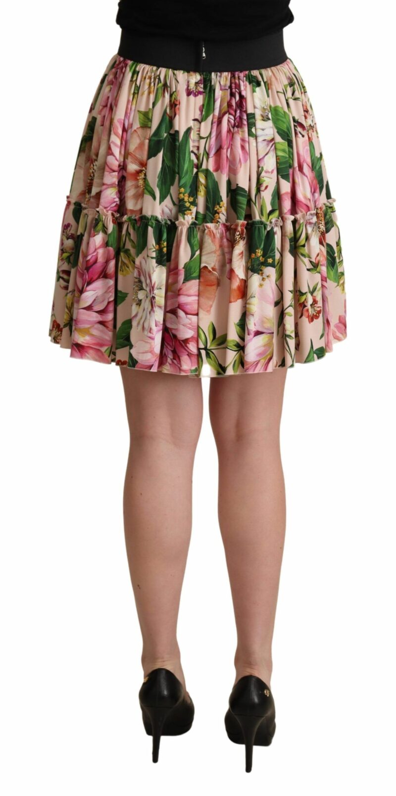 Dolce & Gabbana Elegant Floral Silk High Waist Mini Skirt - Image 3
