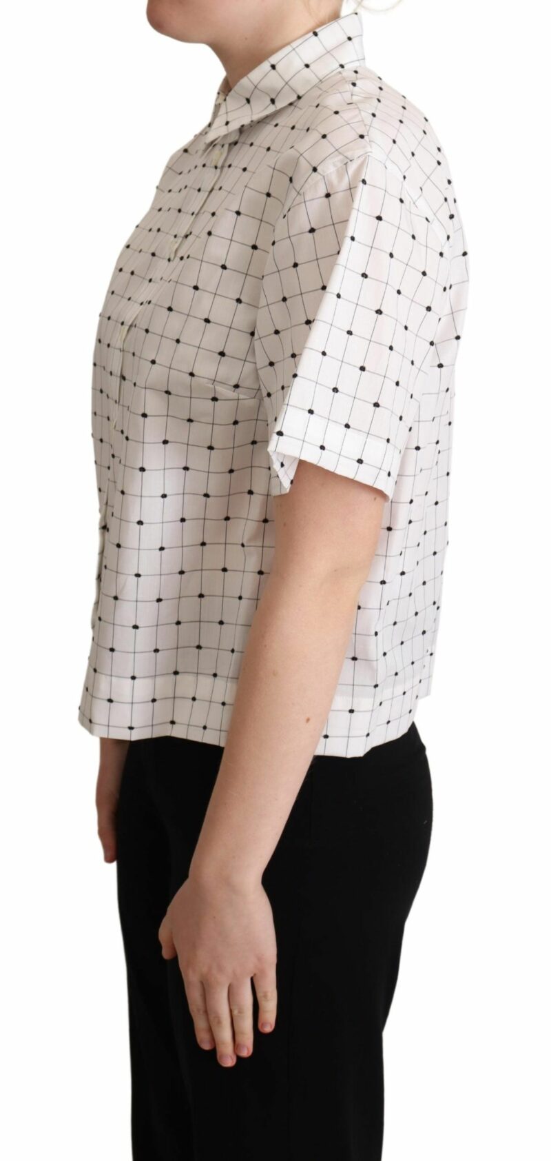 Dolce & Gabbana Chic Monochrome Polka Dot Polo Top - Image 2