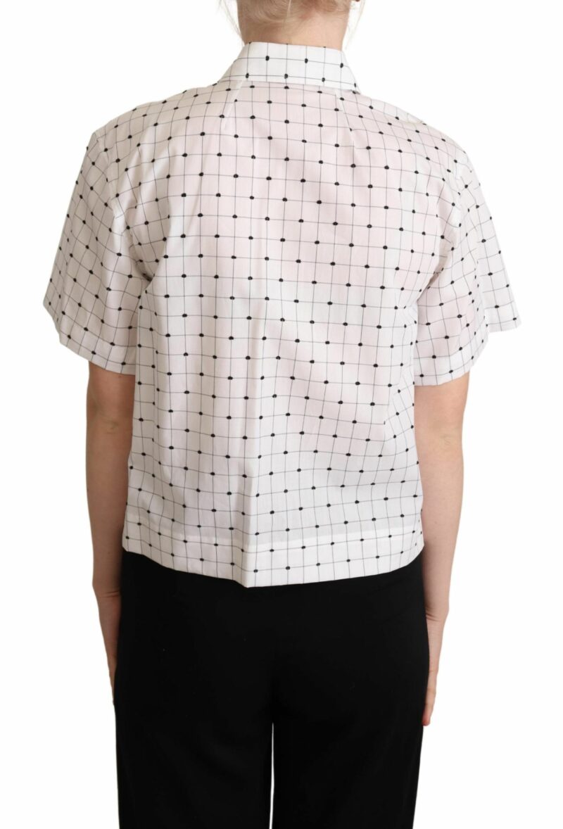 Dolce & Gabbana Chic Monochrome Polka Dot Polo Top - Image 3