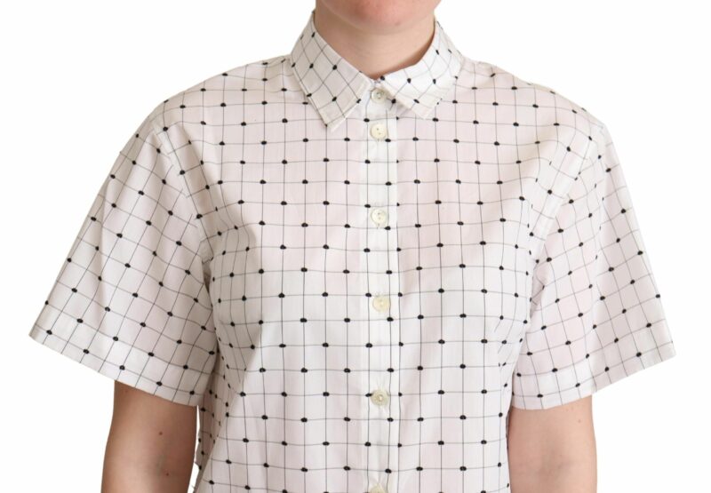 Dolce & Gabbana Chic Monochrome Polka Dot Polo Top - Image 4