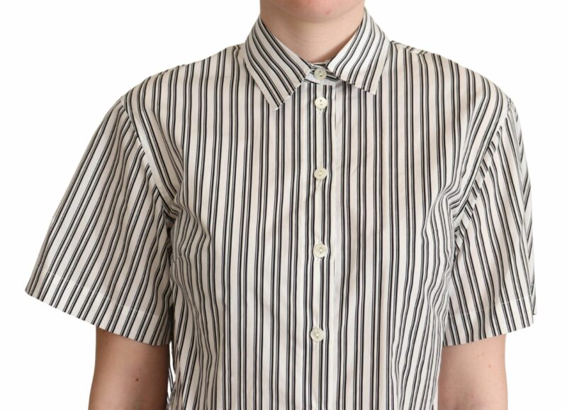 Dolce & Gabbana Elegant Striped Cotton Polo Top - Image 4