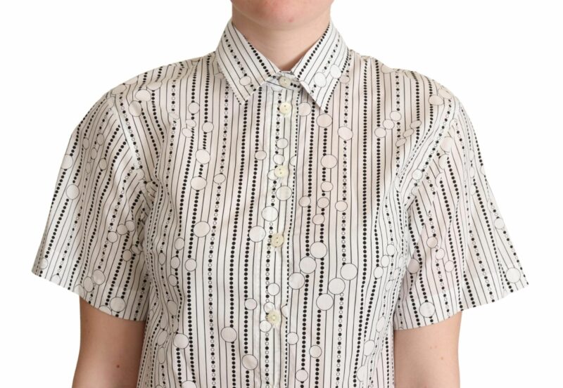 Dolce & Gabbana Geometric Elegance Collared Polo Top - Image 4