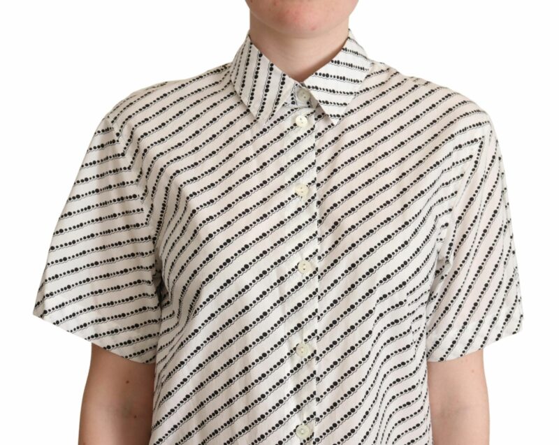 Dolce & Gabbana Elegant Dotted Cotton Polo Top - Image 4