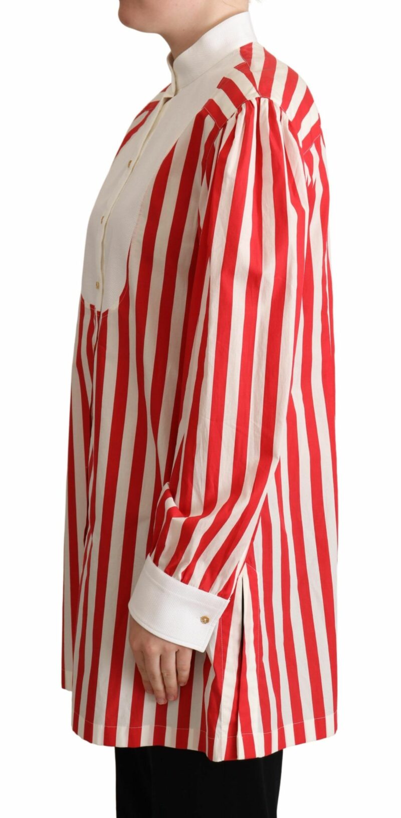 Dolce & Gabbana Elegant Red and White Stripe Cotton Polo Top - Image 2