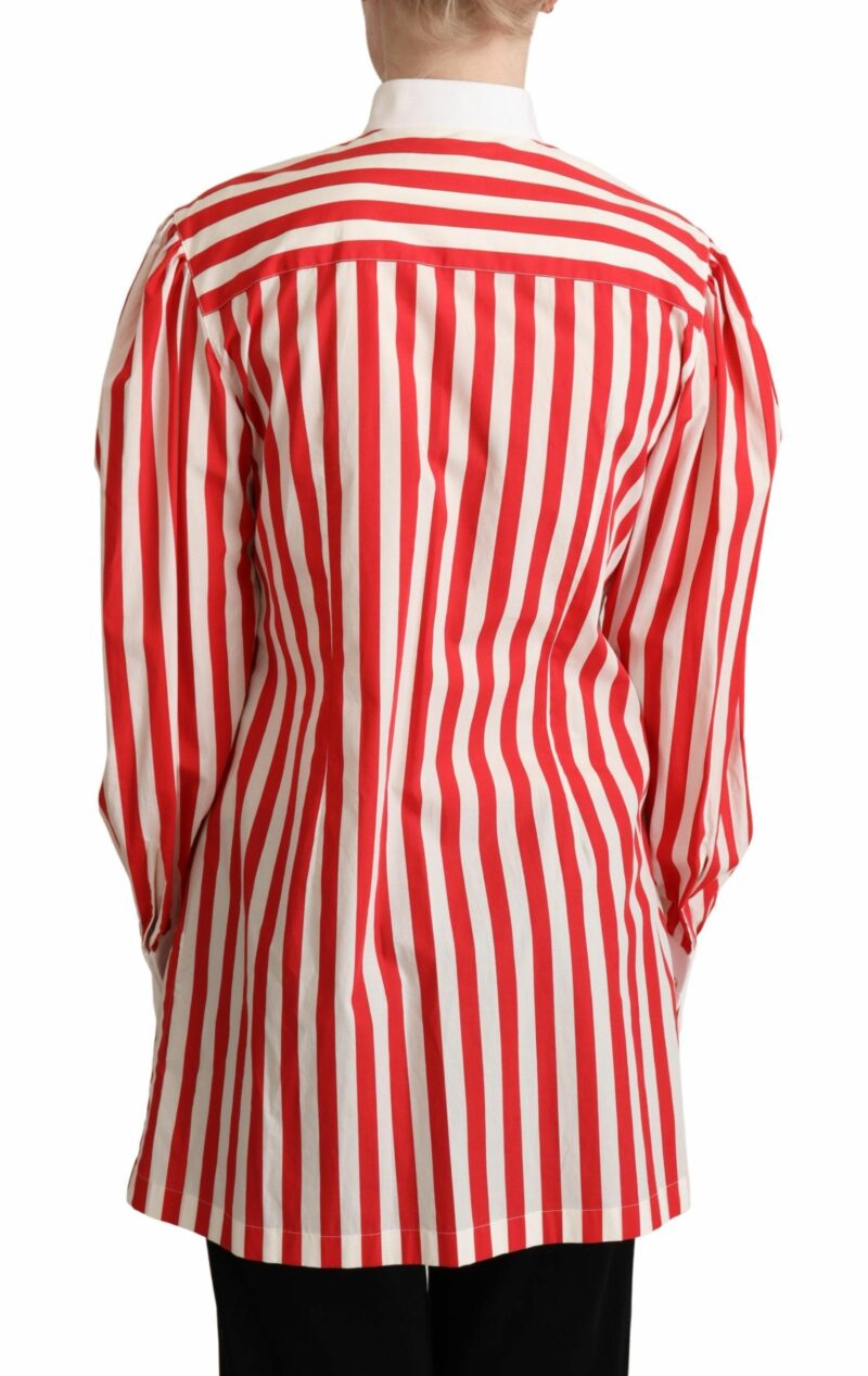Dolce & Gabbana Elegant Red and White Stripe Cotton Polo Top - Image 3